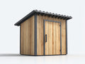 Gartenhaus 300x250x230 cm aus Holz in Naturfarbe mit schwarzem Rahmen - Modernes Gerätehaus für Garten und Außenbereich