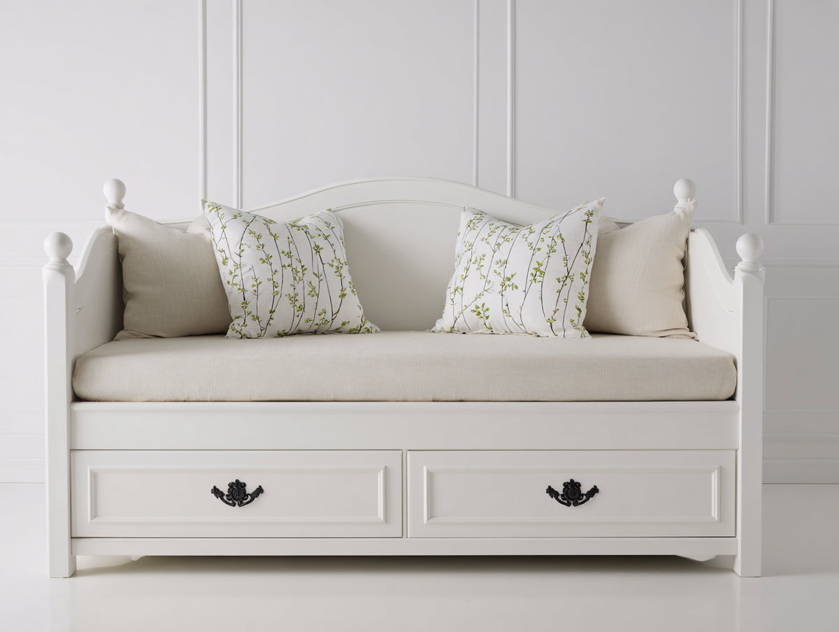 Schlafsofa Holzgestell 200 x 90 x 85 cm - Weiß - Klassisches Design mit Schubladen