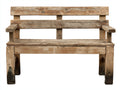 Gartenbank 150x65x90 cm - Massivholz Sitzbank - Rustikales Holzdesign mit Armlehnen und Rückenlehne für Garten Terrasse und Außenbereich