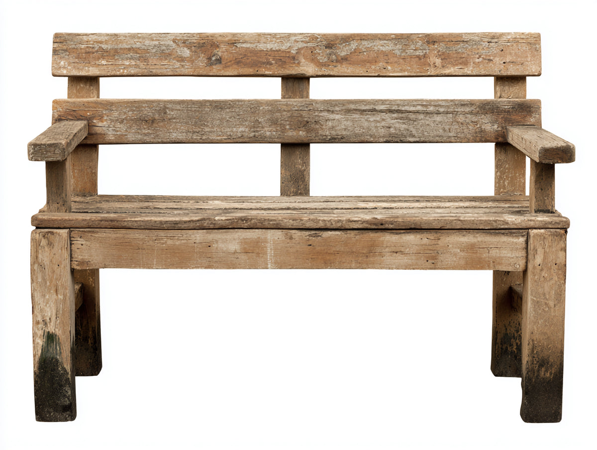 Gartenbank 150x65x90 cm - Massivholz Sitzbank - Rustikales Holzdesign mit Armlehnen und Rückenlehne für Garten Terrasse und Außenbereich