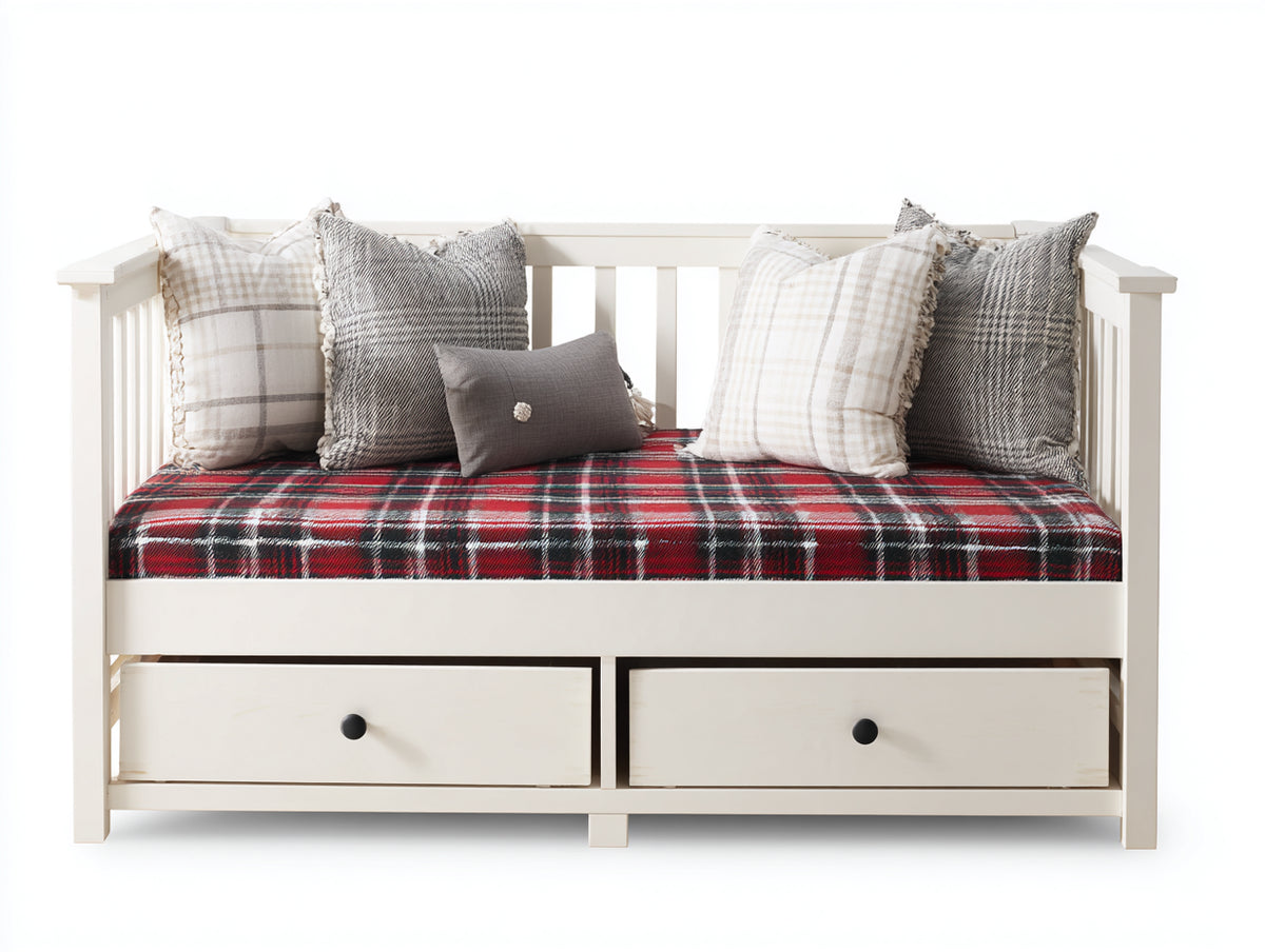 Schlafsofa 200x90x85 cm in Weiß - Modernes Schlafsofa mit zwei Schubladen und vielseitiger Nutzung
