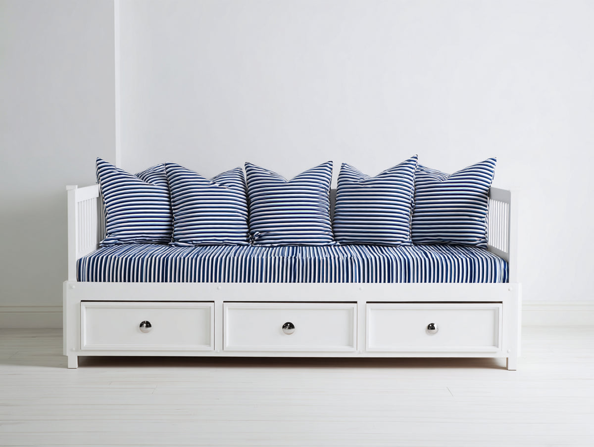 Schlafsofa Holzgestell 200 x 90 x 85 cm - Weiß - Modernes Design mit Schubladen
