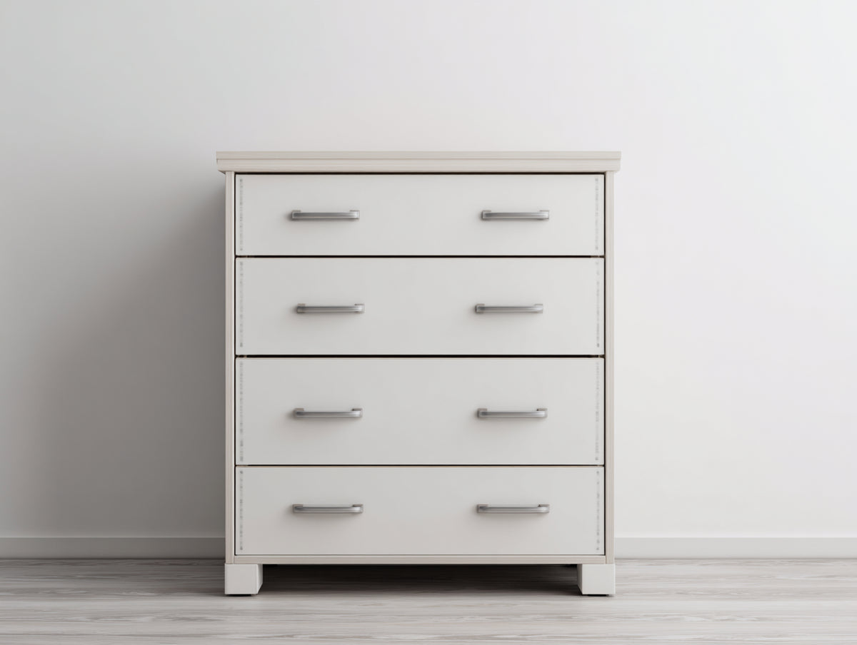 Kommode mit Schubladen 80x40x100 cm in Weiß - Moderne Schubladenkommode mit vier geräumigen Schubladen für Schlafzimmer und Wohnbereich