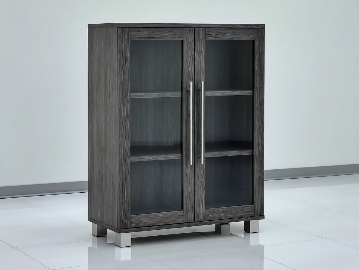 Bücherregal 100x40x140 cm Schwarz Vitrine mit Glastüren Aufbewahrungsschrank Modernes Design