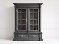 Bücherregal 160x45x210 cm Schwarz Vitrine mit Glastüren und Schubladen Aufbewahrungsschrank Klassisches Design