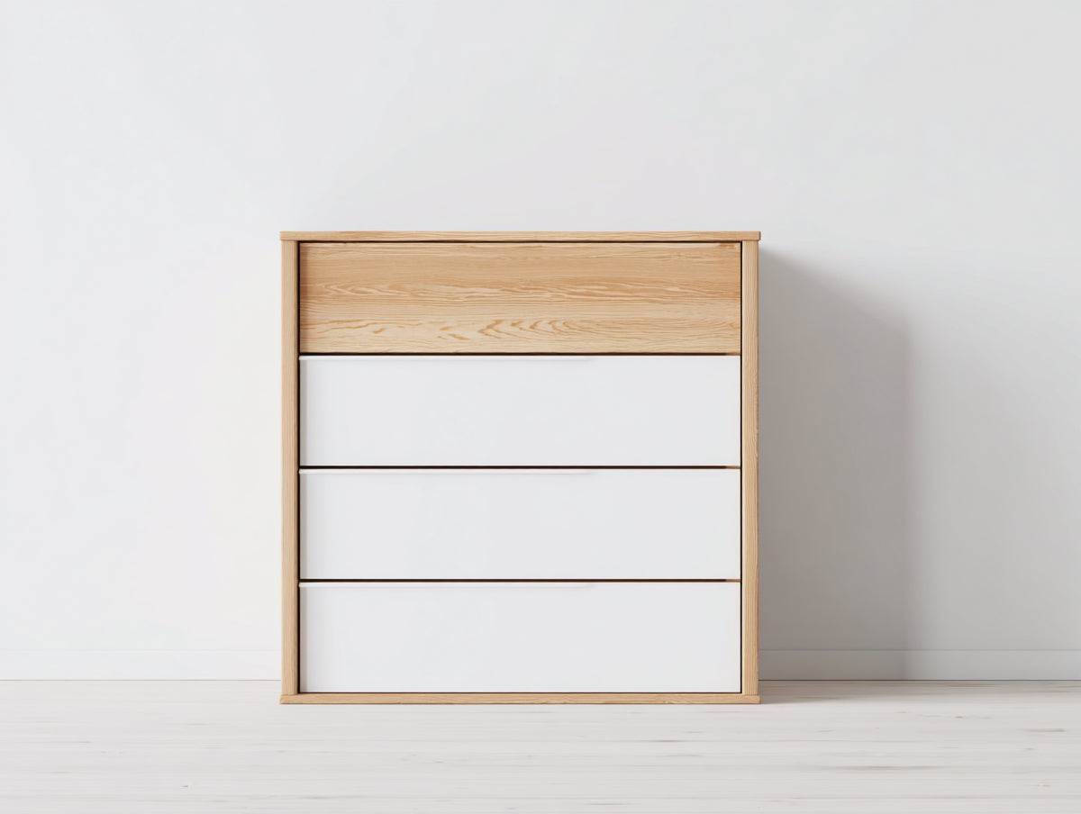 Kommode mit Schubladen 100x40x100 cm Holzfarben Weiß Aufbewahrungsschrank mit 4 Schubladen Modernes Design