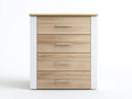 Kommode mit Schubladen 100x40x90 cm Naturholzfarben-Weiß - Moderne Schubladenkommode mit 4 Schubladen für Schlafzimmer Wohnzimmer und Flur