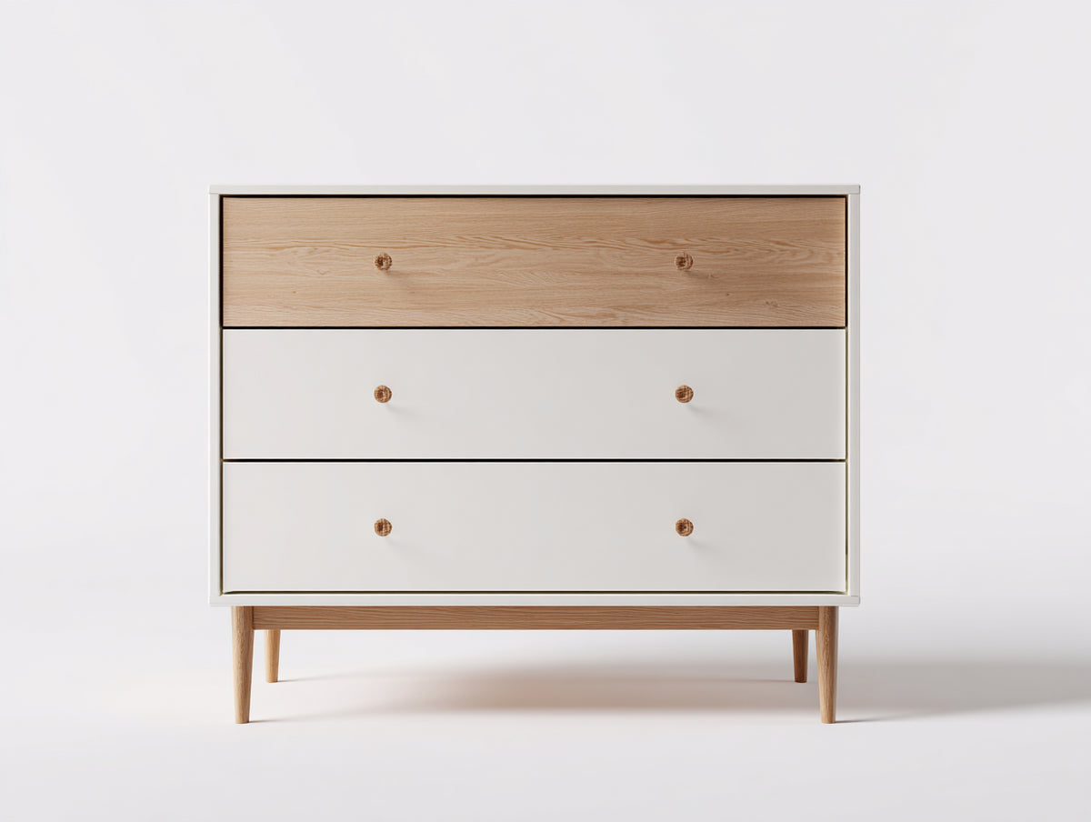 Kommode mit Schubladen - Holz MDF 120x40x80 cm - Weiß Holzfarbe - Modernes Design für Schlafzimmer und Wohnbereich