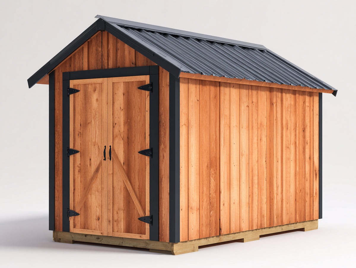 Gartenhäuser Holz 300 x 250 x 220 cm - Naturholzfarbe und Schwarz - Klassisches Design mit Doppeltür